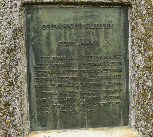 Cold Ashby Triangulation Pillar plaque on 18 April 2016