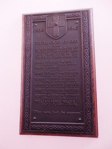 War Memorial plaque inside Ceres Parish Church
