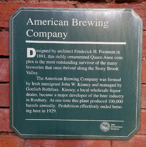 Plaque of the Mission Hill Brewery