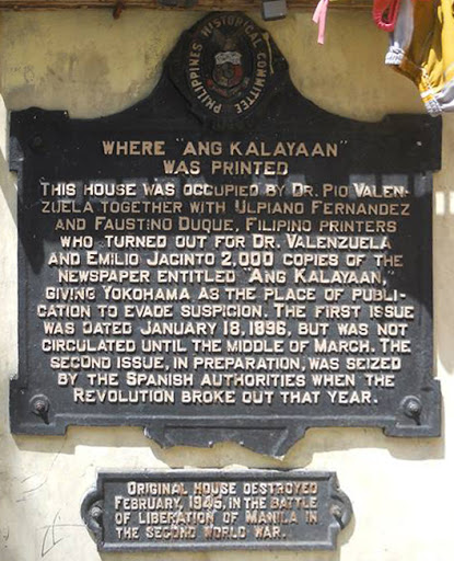 Where “Ang Kalayaan” was Printed historical marker