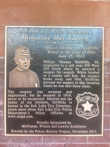 Officer Thomas F. Griffiths Memorial Plaque