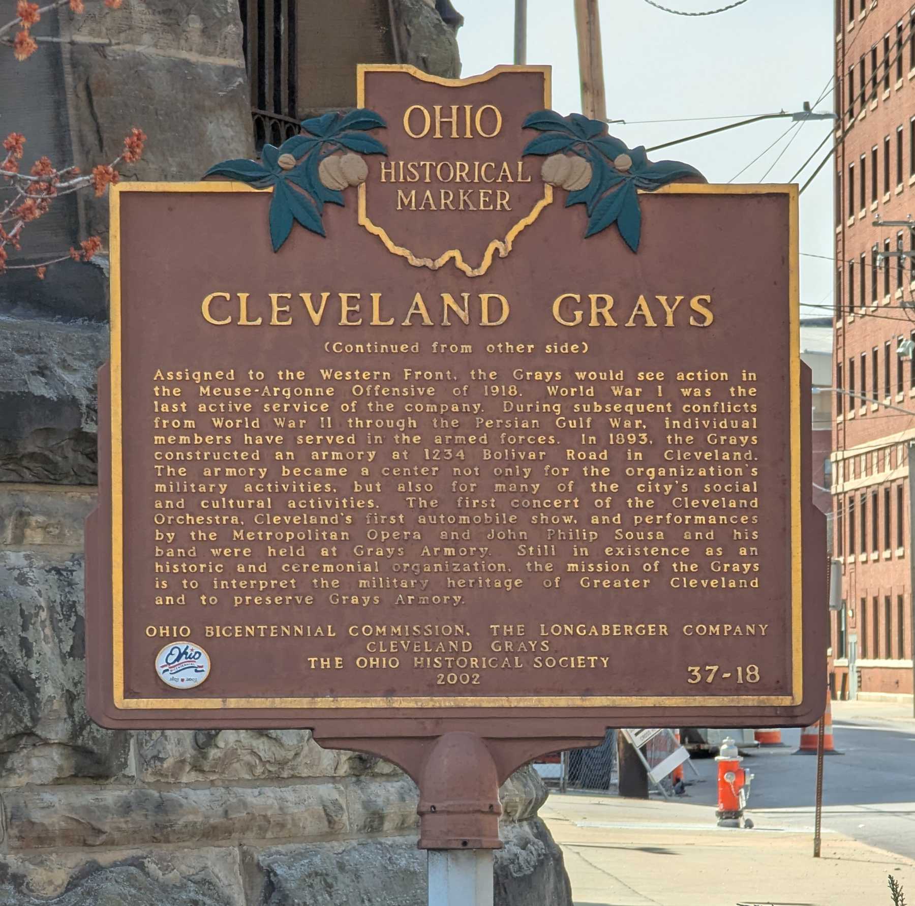 Cleveland Grays (back of marker)