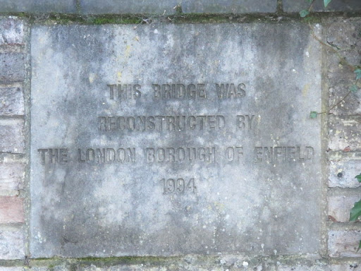 New(ish) plaque on the bridge over the New River (old course) at Church Street (A110), EN2
