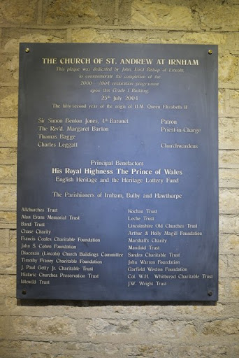 Church of St Andrew: plaque in the porch