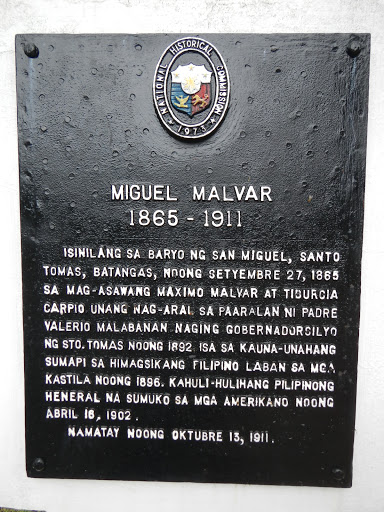 Miguel Malvar historical marker