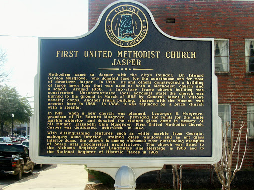 Historical Marker at First United Methodist Church, Jasper, Alabama