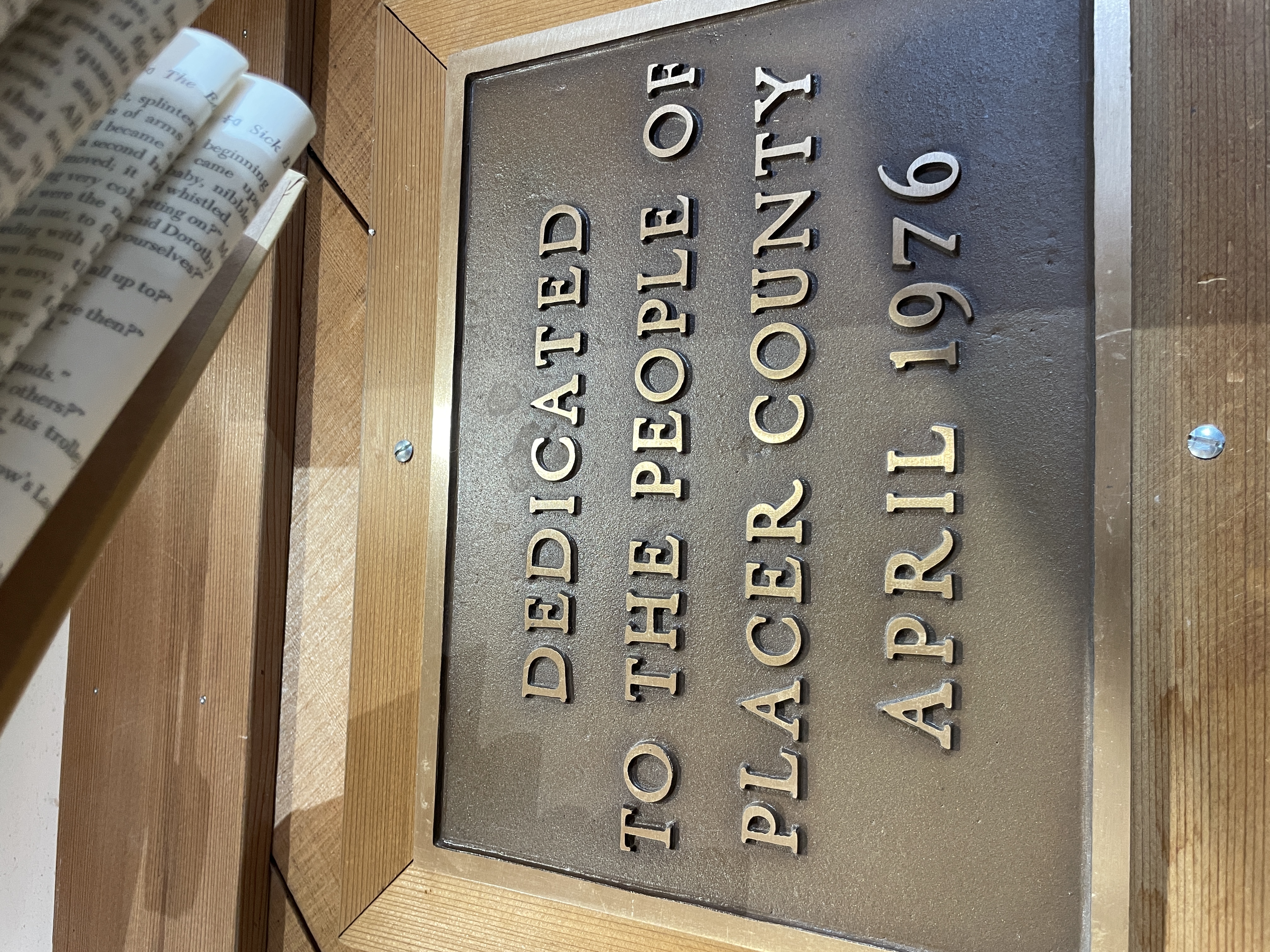 Dedicated to the People of Placer County April 1976